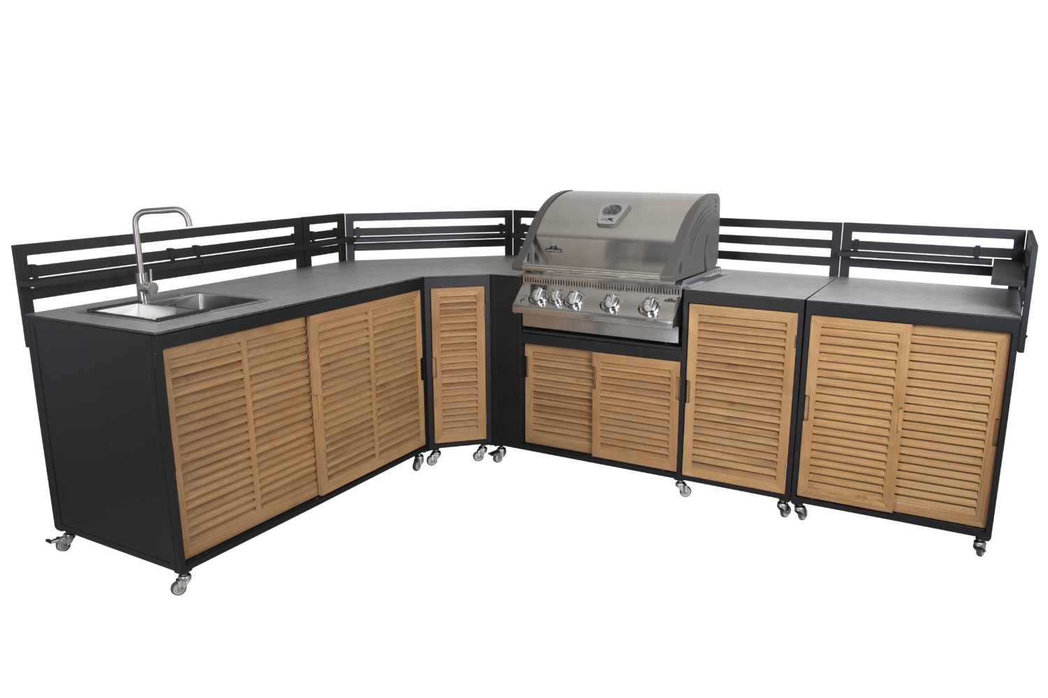 Fornax Outdoorküche Schwarz/teak