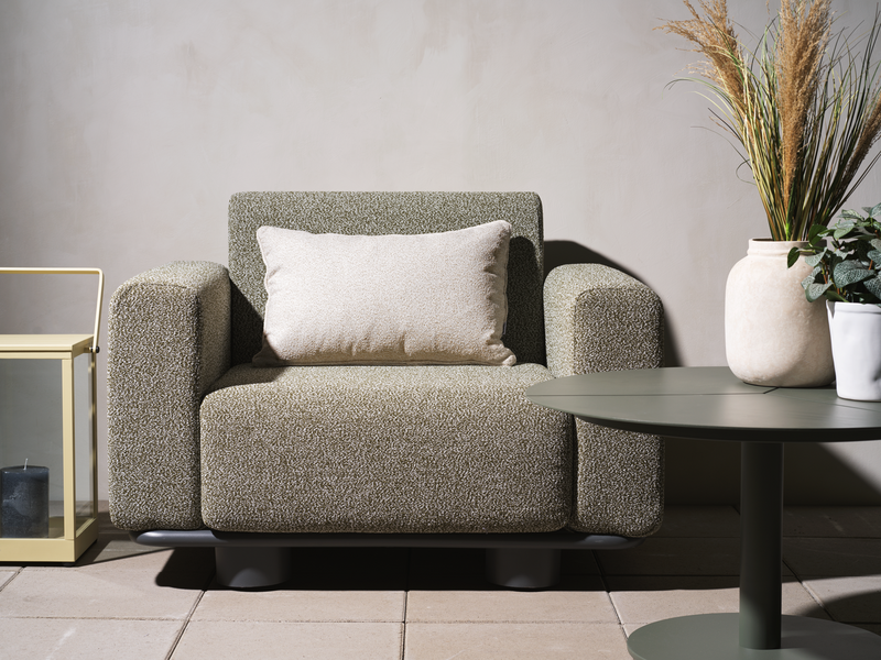 Bolster Sessel Anthrazit/Teddy Verde