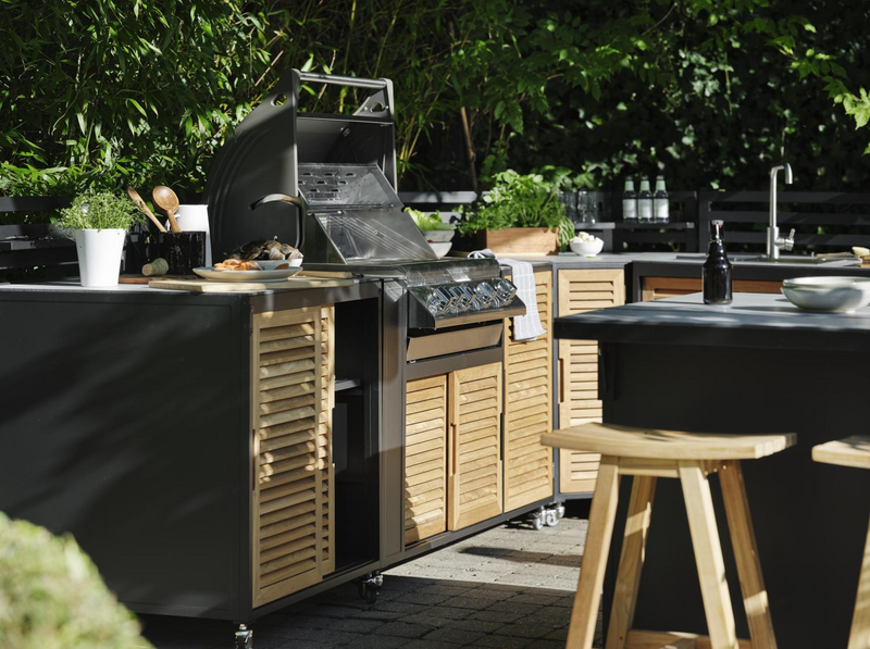 Fornax Outdoorküche Schwarz/teak